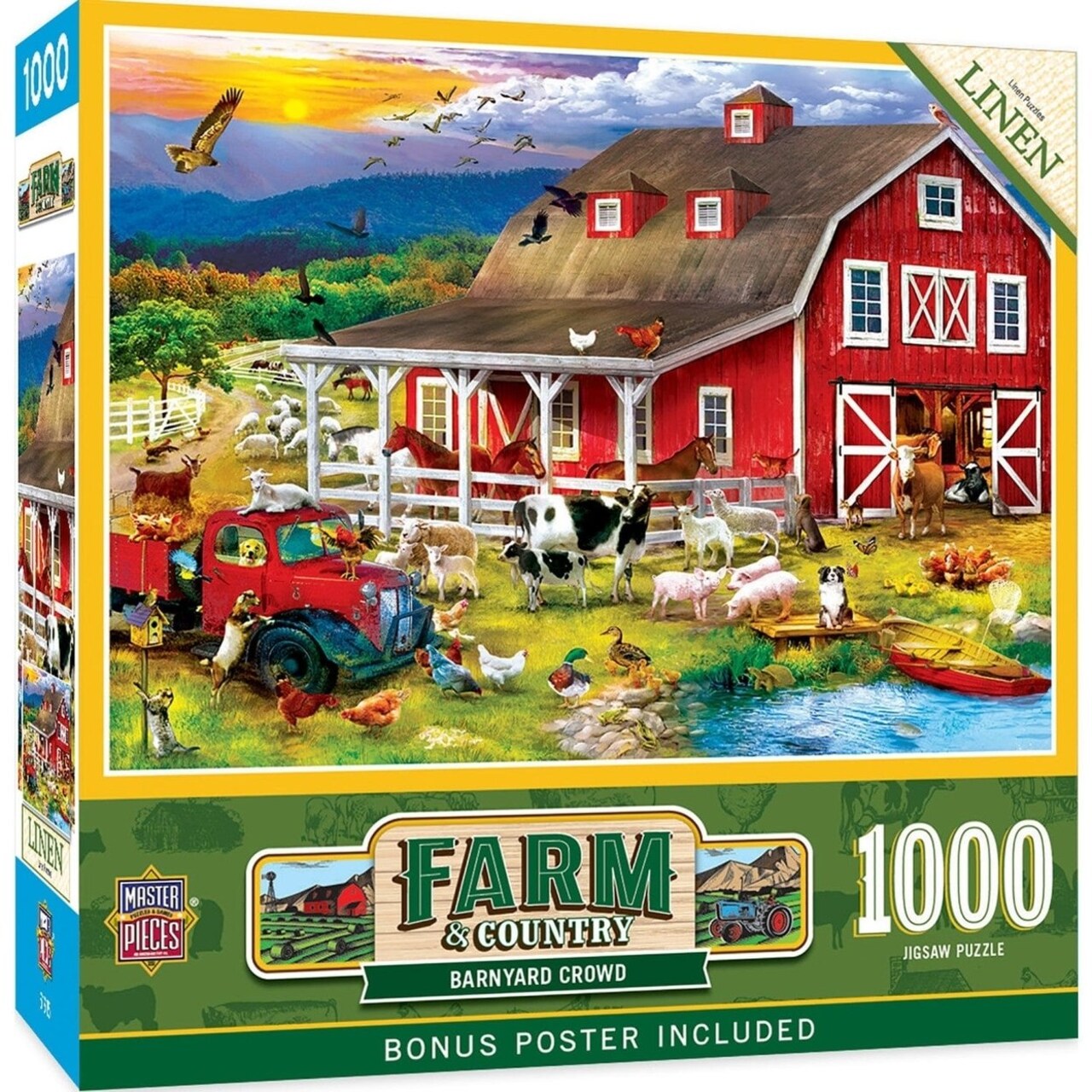Masterpieces Farm Country Barnyard Crowd 1000 Piece Jigsaw Puzzle 19.25X26.75